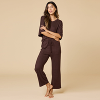 Dream Relaxed V-Neck Capri Set - Espresso