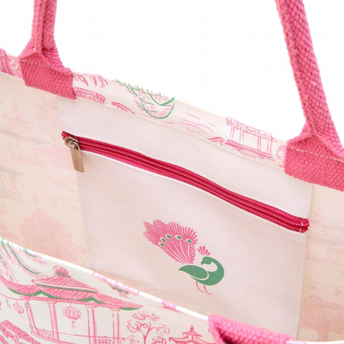 Cotton Canvas Mahjong Print Tote Bag