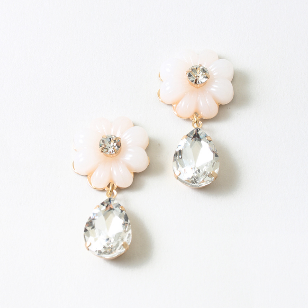 Daisy Crystal Drop Stud Earrings