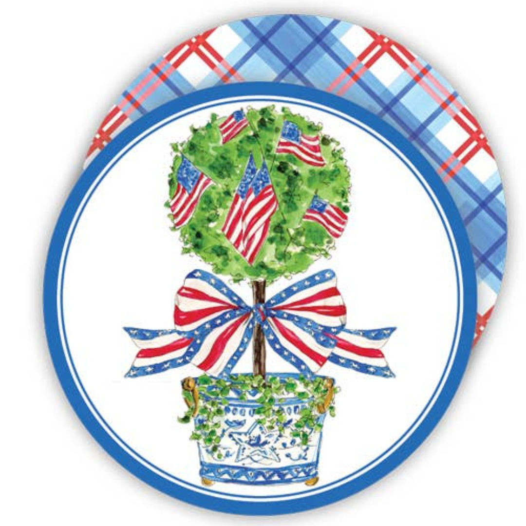 Patriotic Topiary Round Coaster Set