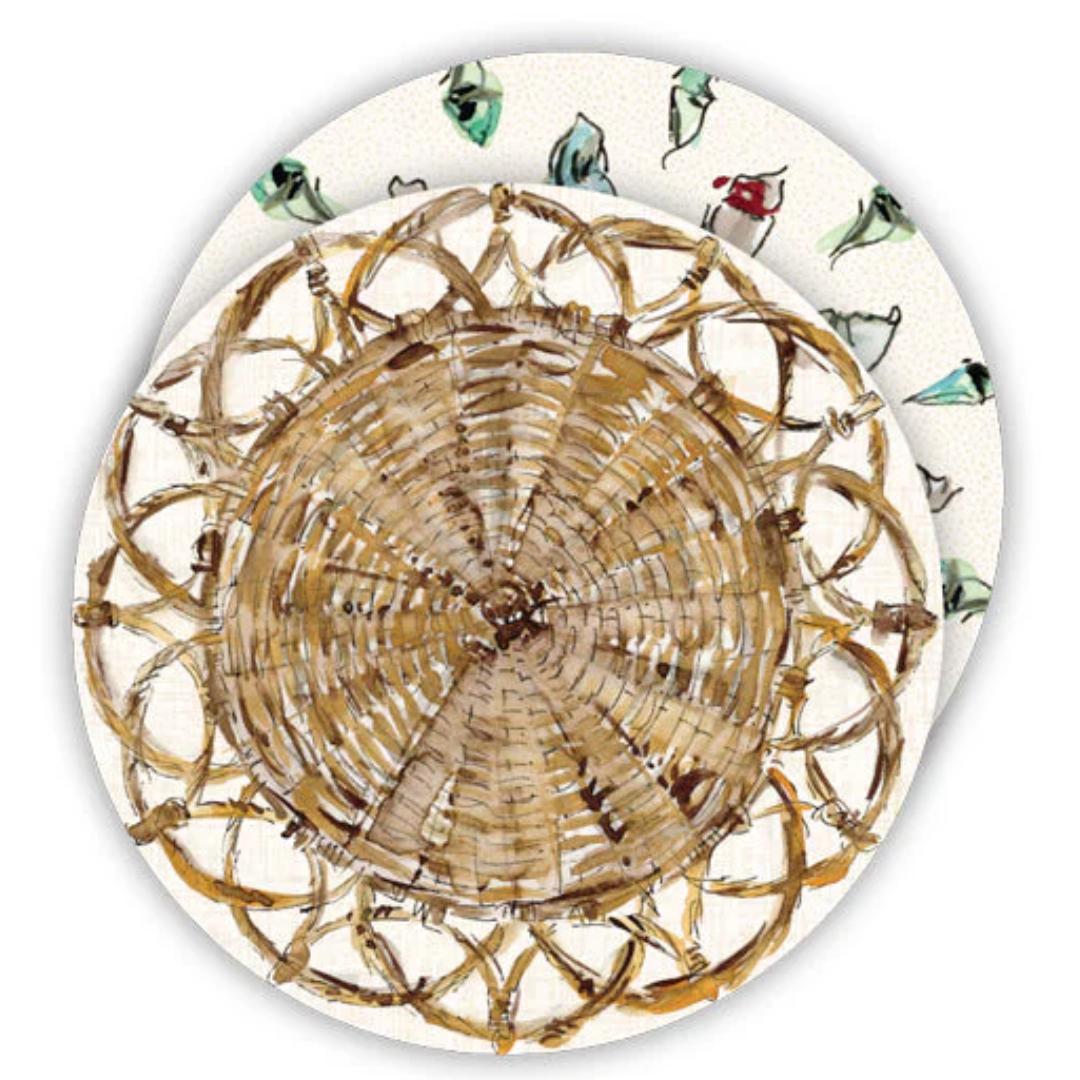 Braided Rattan Round Coaster Set