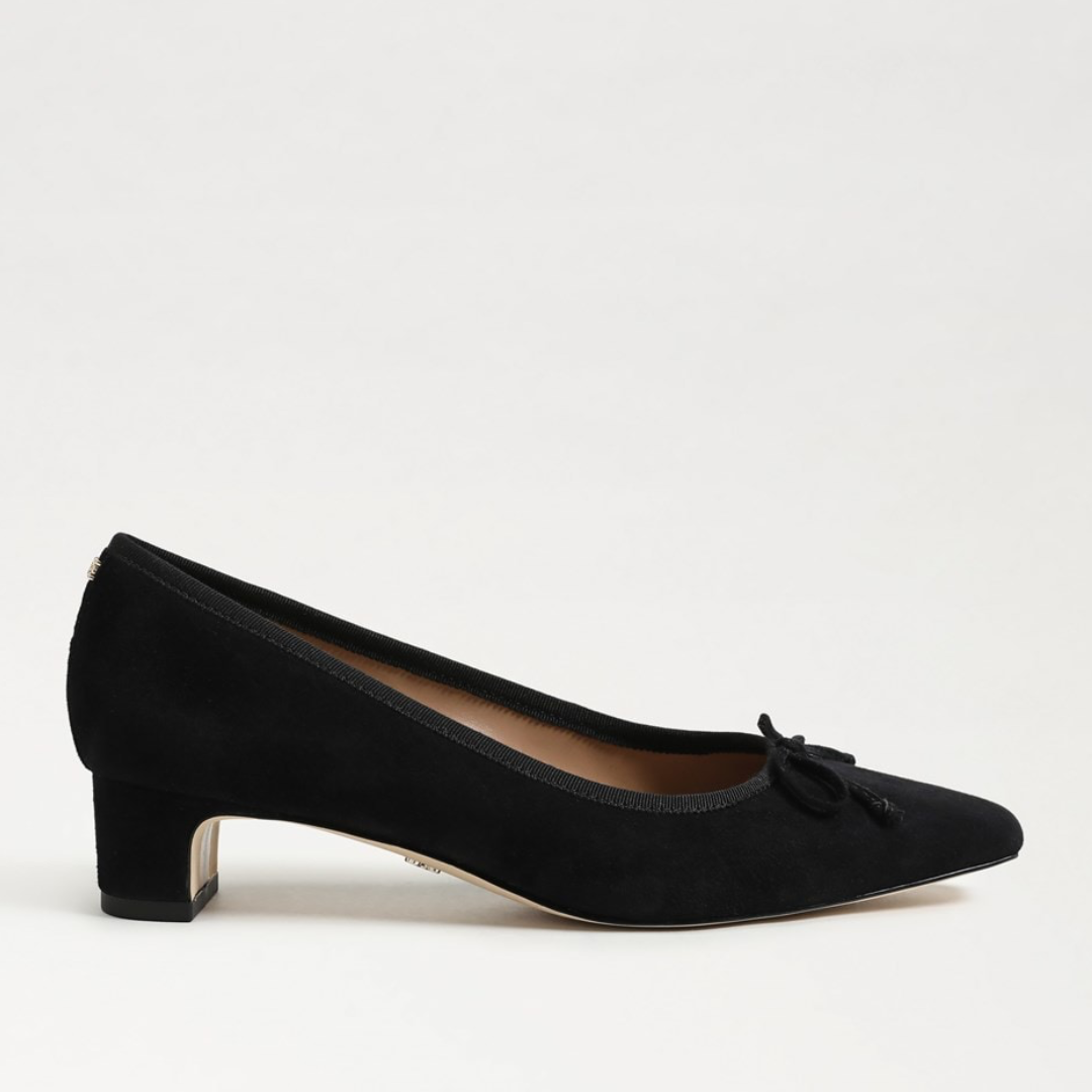 Rinda Pointed Ballet Heel - Black Suede
