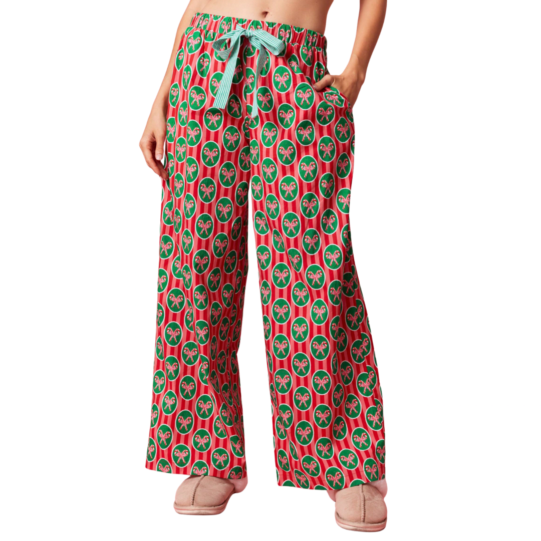 Xmas Striped Cotton Poplin Pajama Pants
