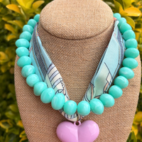 Bead Necklace and Heart Scarf Set