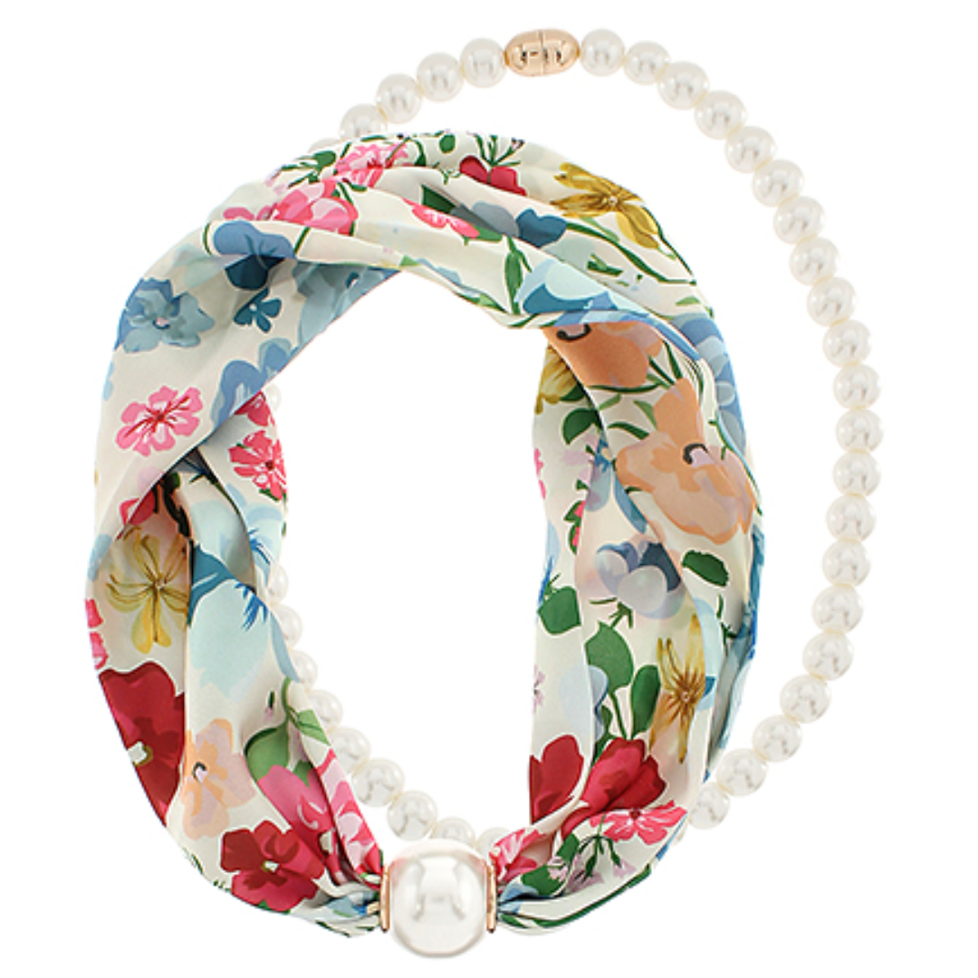 Pearl Strand Scarf Necklace Set