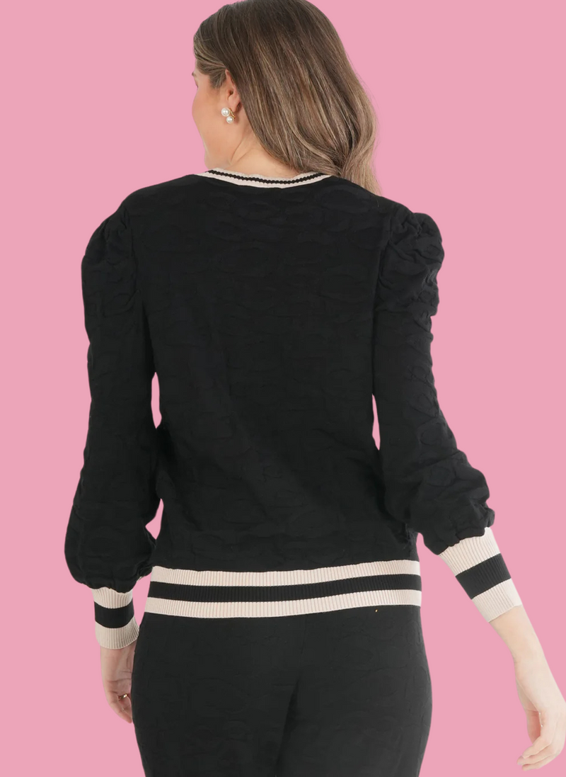 Julia Sweater- Black Knit Cheetah