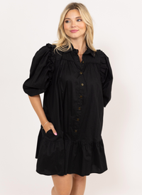 Karlie Puff Sleeve Shirt Dress