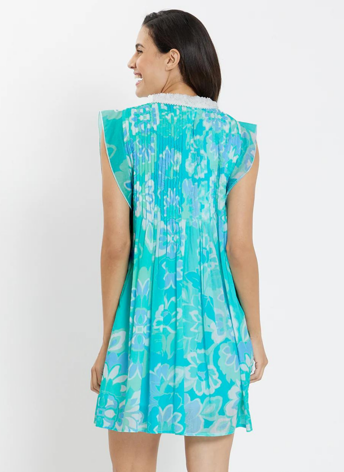 Larissa Dress- Blooming Tile Aqua