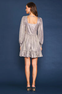 Metallic Foil Twist Front Dress