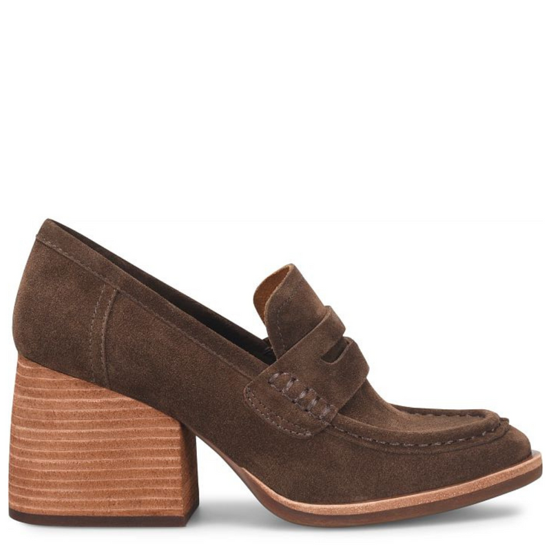 Modeste Heeled Loafer - Dark Castagno Suede