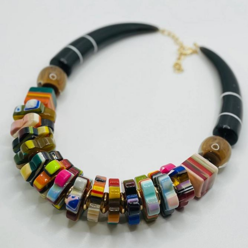 Acrylic Collar Multi Bead Necklace