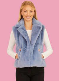 Notch Collar Faux Fur Vest