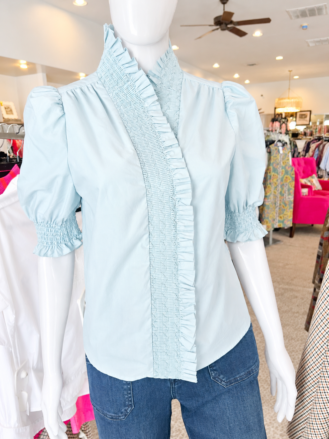 Kiki Ruffle Top - Sky