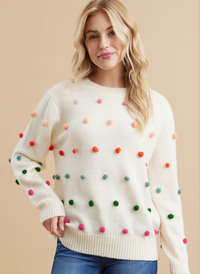Polka Dot Pom-Pom Sweater