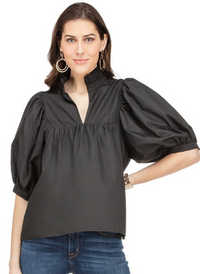 Relaxed High Neck Ruffle Top