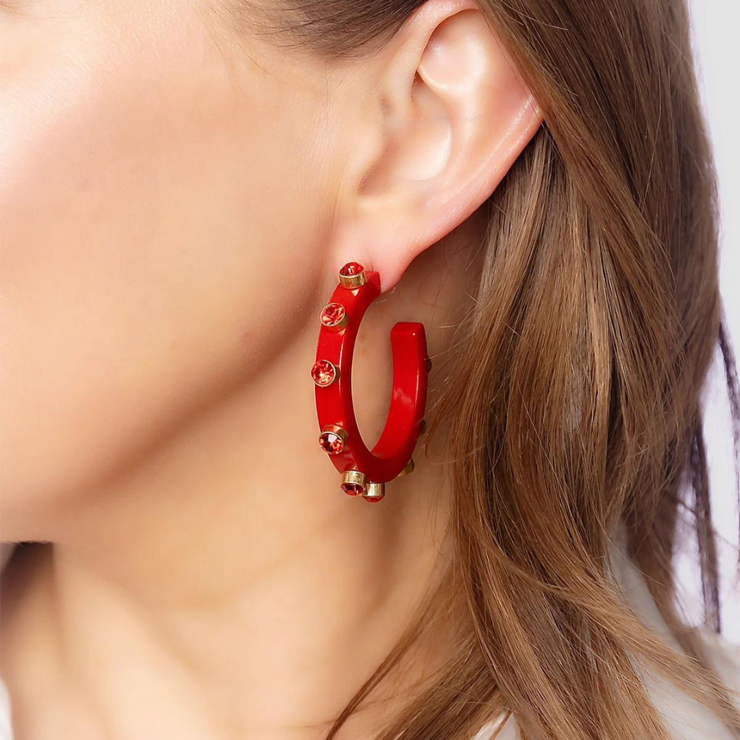 Renee Rhinestone Hoop Earrings
