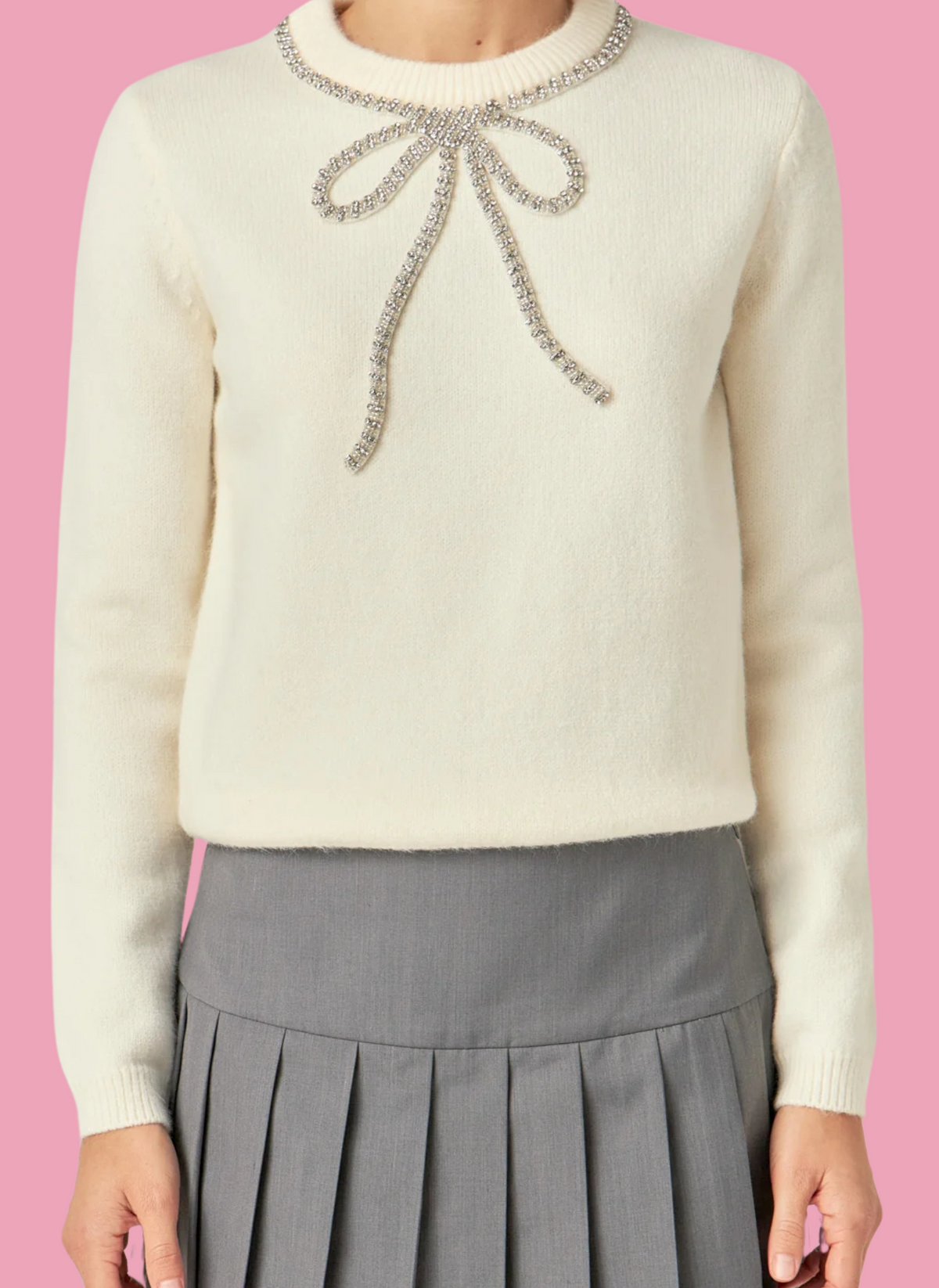 Rhinestone Bow Sweater