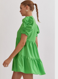 Ruched Sleeve Mini Dress