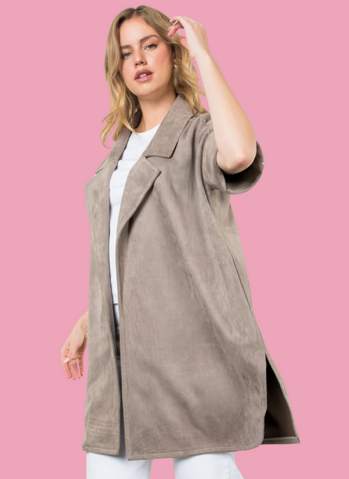 Suede Swing Jacket with Cuff