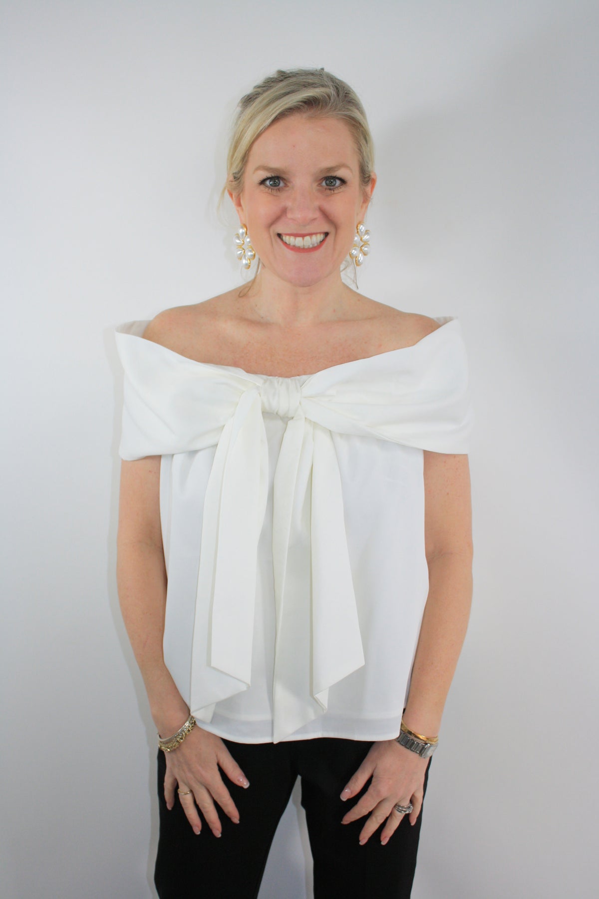 Off the Shoulder Bow Blouse