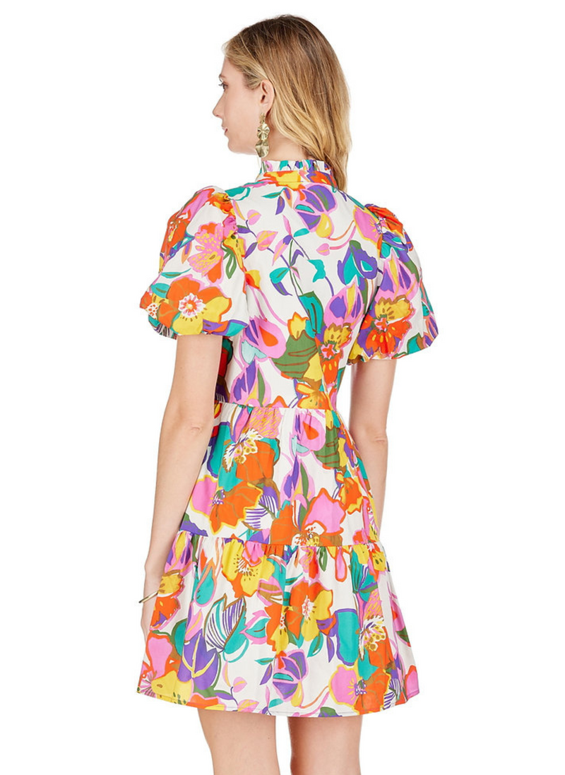 Tropical Floral Tiered Mini Dress