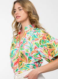 Tropical Florals Puff Sleeve Top