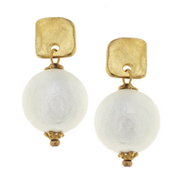 Cotton Pearl Drop Earrings