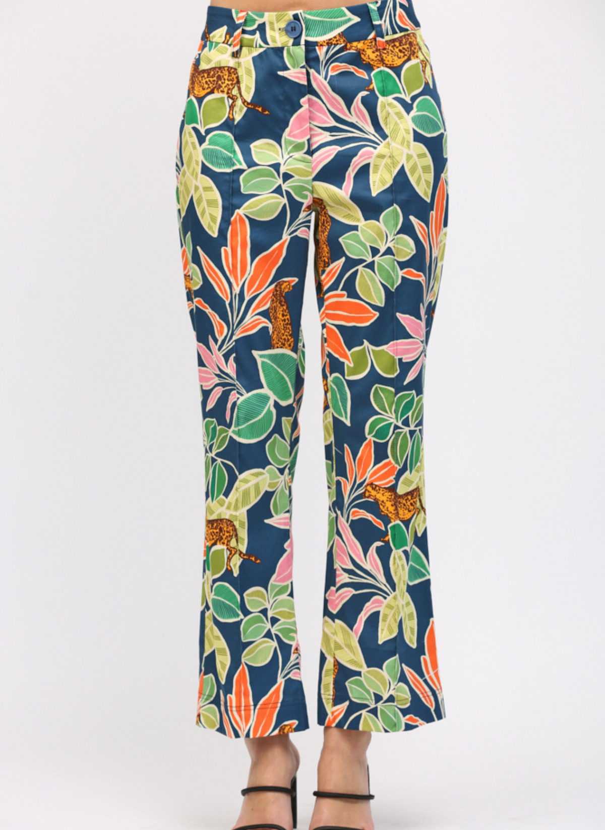 Tropical Print Pinktuck Pants