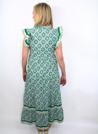 Chapman Maxi Dress - Green Geo