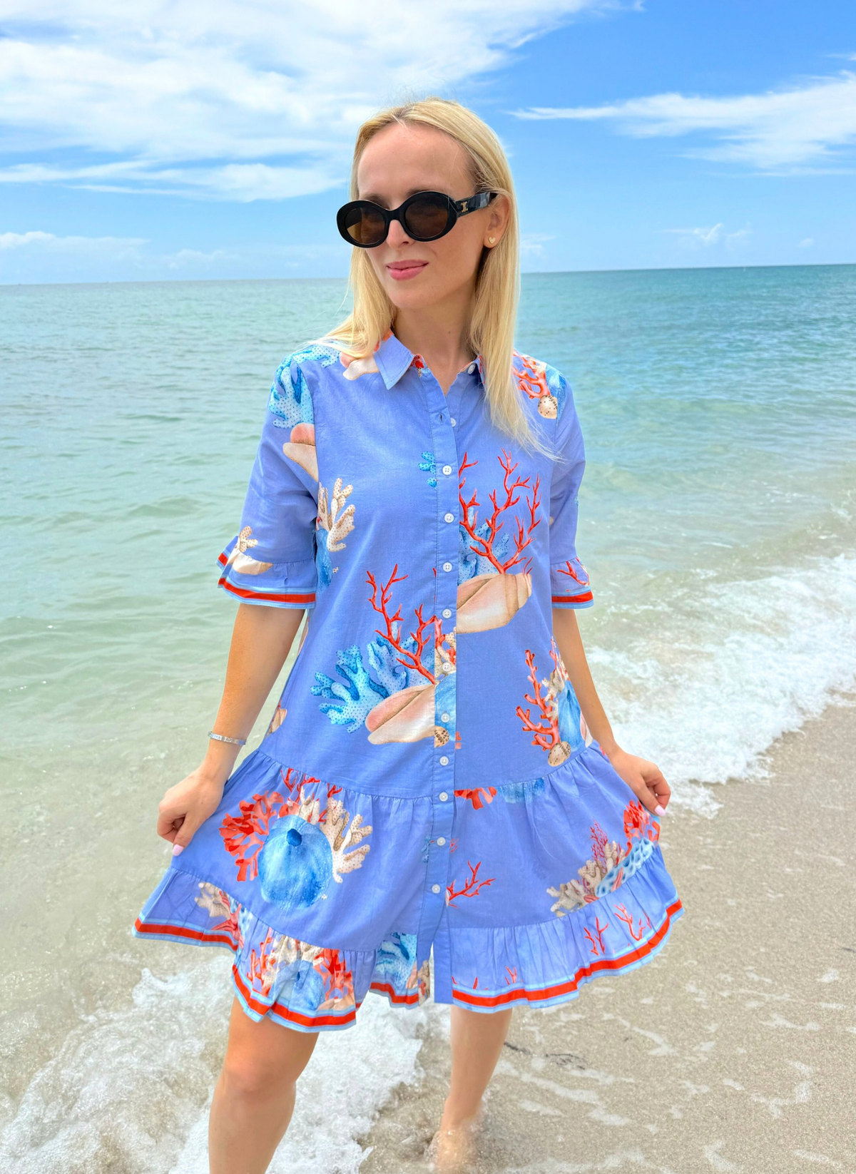 Lisbon Mini Dress - Seashells Peri