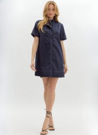 Emery Stitched Mini Dress - Navy