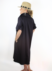 Addie Midi Shirt Dress - Black