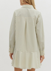 Palmer Striped Mini Dress - Sage