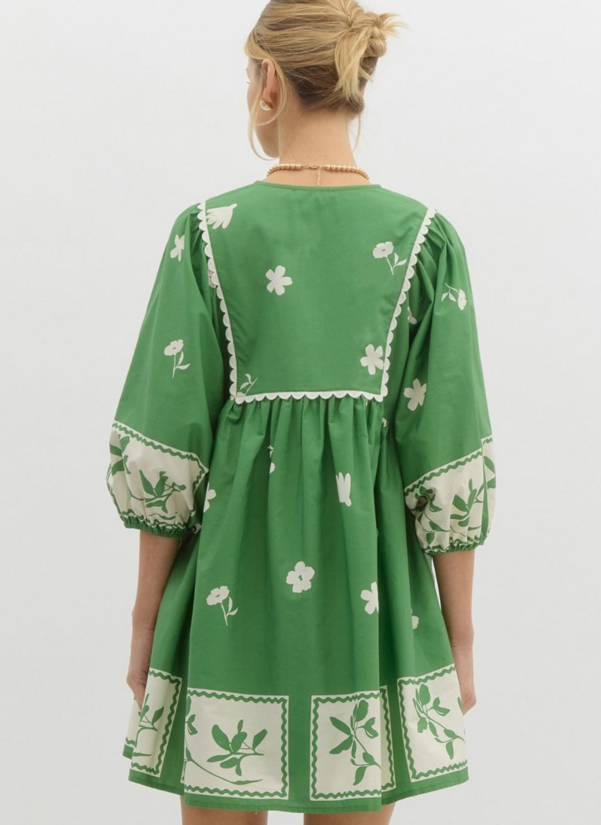 Garden Tiles Mini Dress - Green