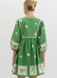 Garden Tiles Mini Dress - Green