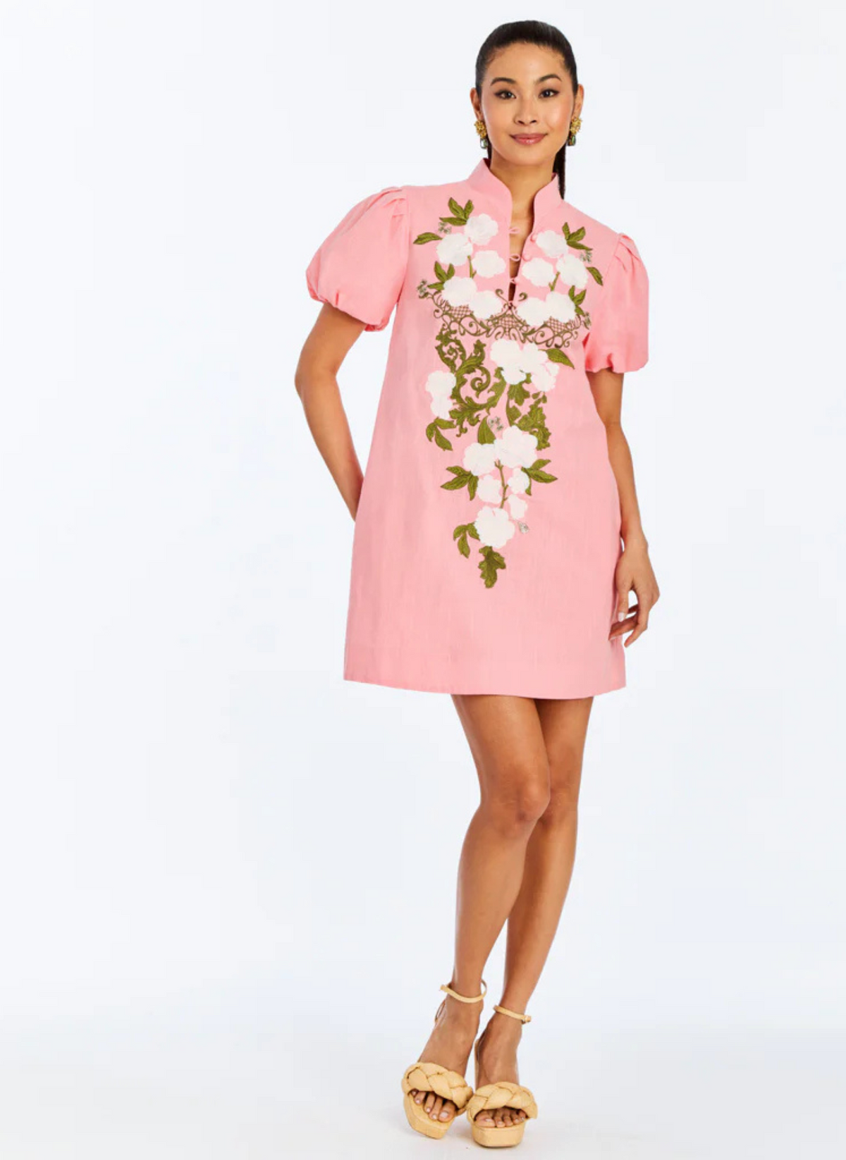 Elliana Barong Mini Dress - Watermelon Pink