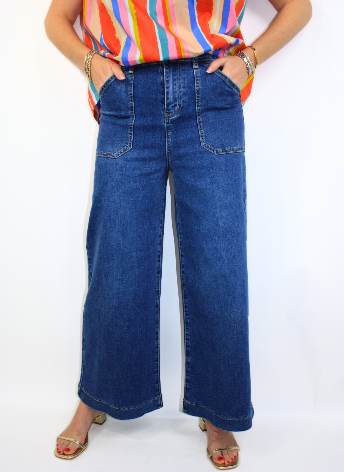 Fritz Wide Leg Jeans - Blue Denim