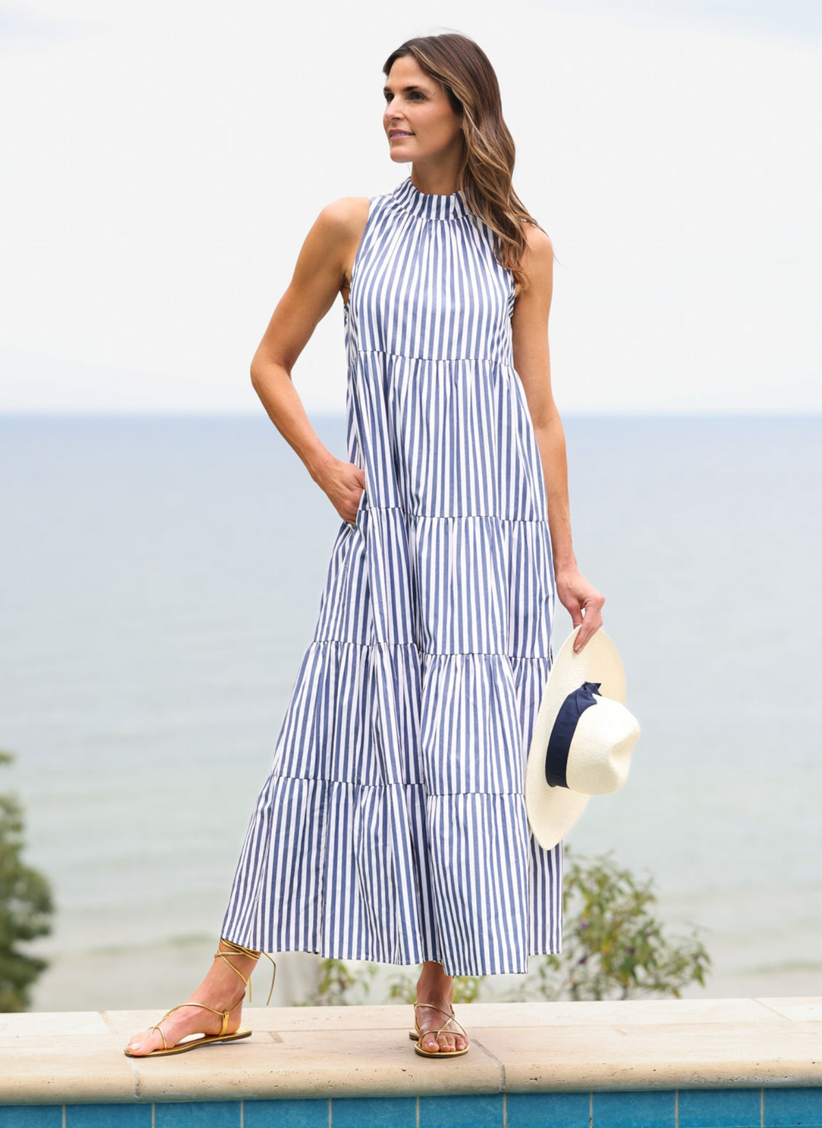 Rosalina Maxi Dress - Navy Stripe