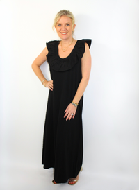 Kimi Ruffle Maxi Dress - Black