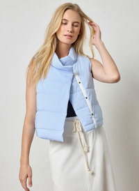 Striped High Neck Vest - Blue