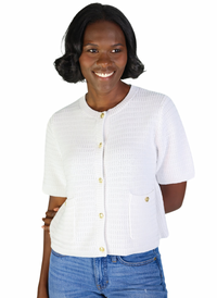 Short Sleeve Lady Cardigan - White