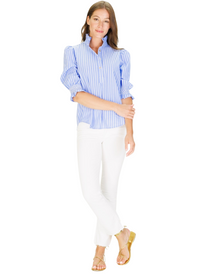 Percy Popover Striped Top - Light Blue