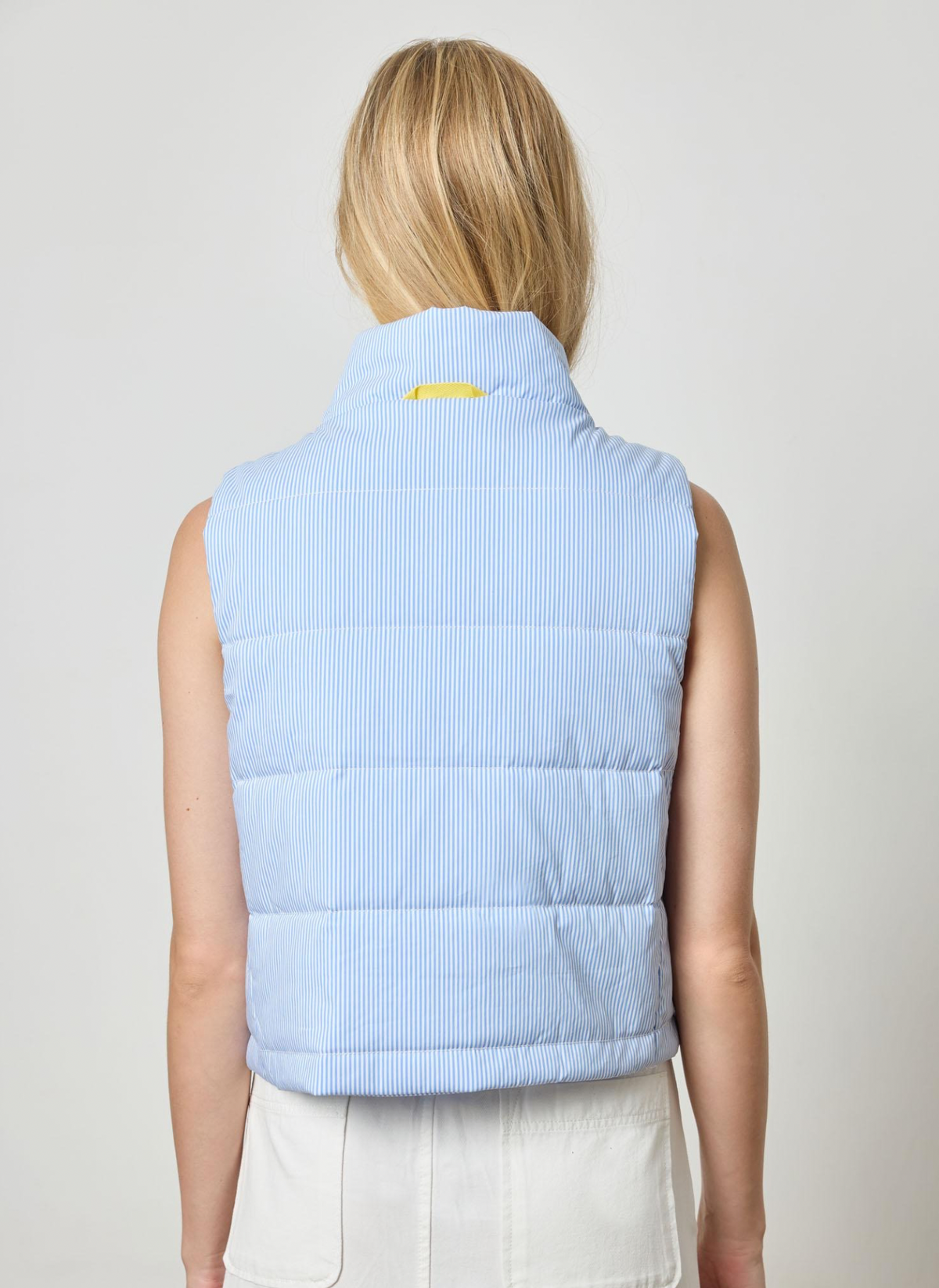 Striped High Neck Vest - Blue