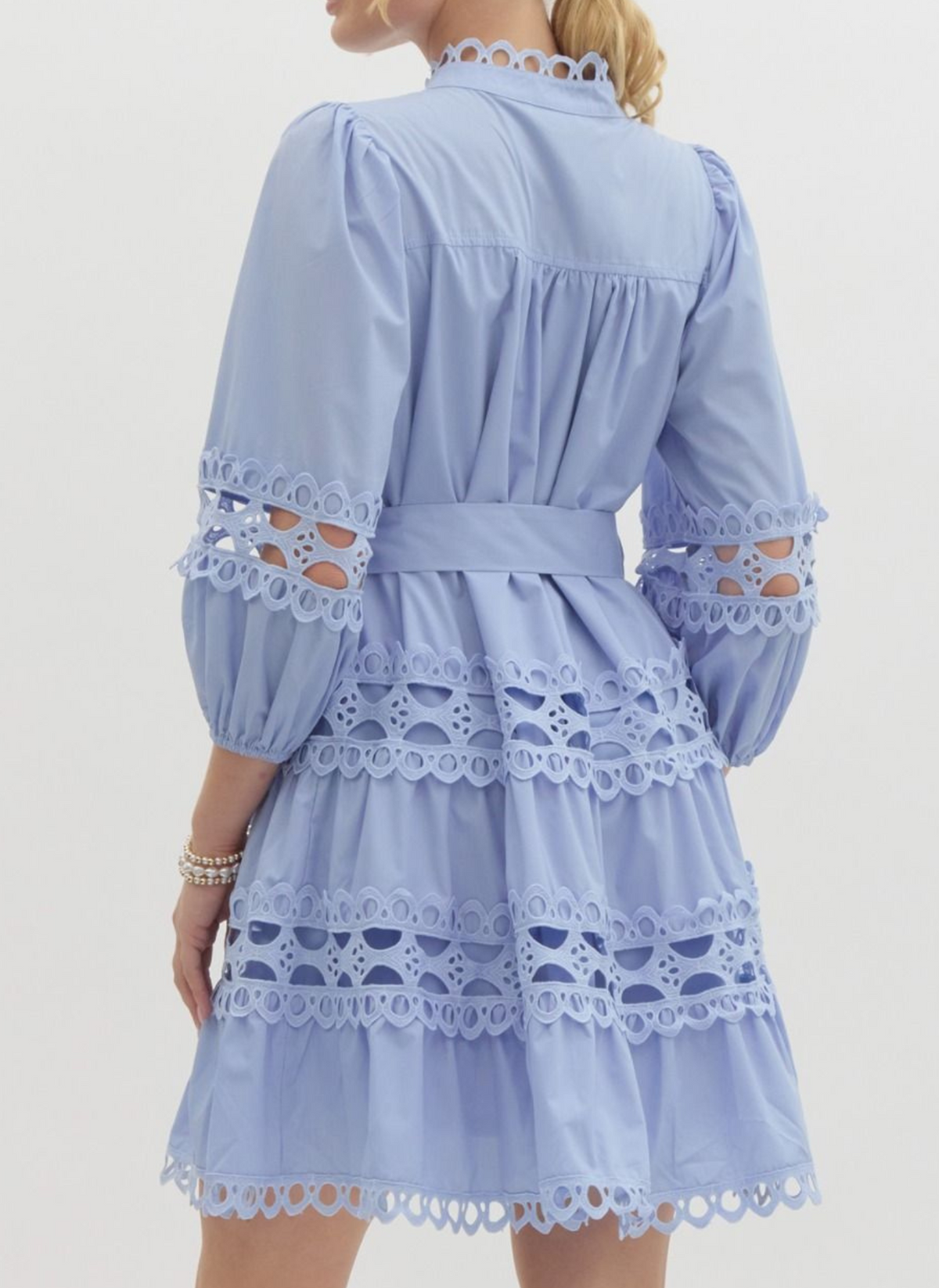 Tea Time Lace Mini Dress - Chambray