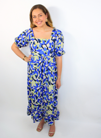 Gentry Midi Dress - Blue Floral