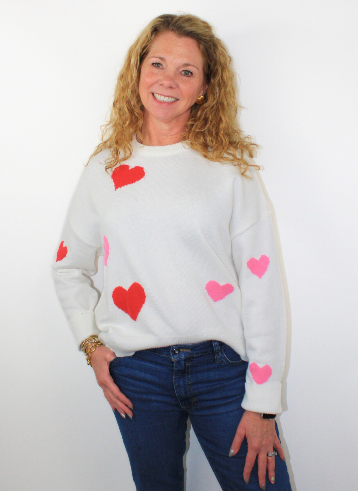 Love Heart Knit Sweater - Ivory