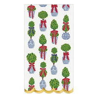 Holiday Topiaries Guest Towels w/ Ceramic Tray