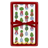 Holiday Topiaries Guest Towels w/ Ceramic Tray