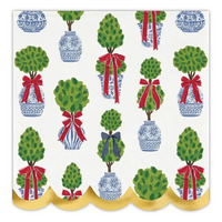 Holiday Topiaries Cocktail Napkins w/ Tray