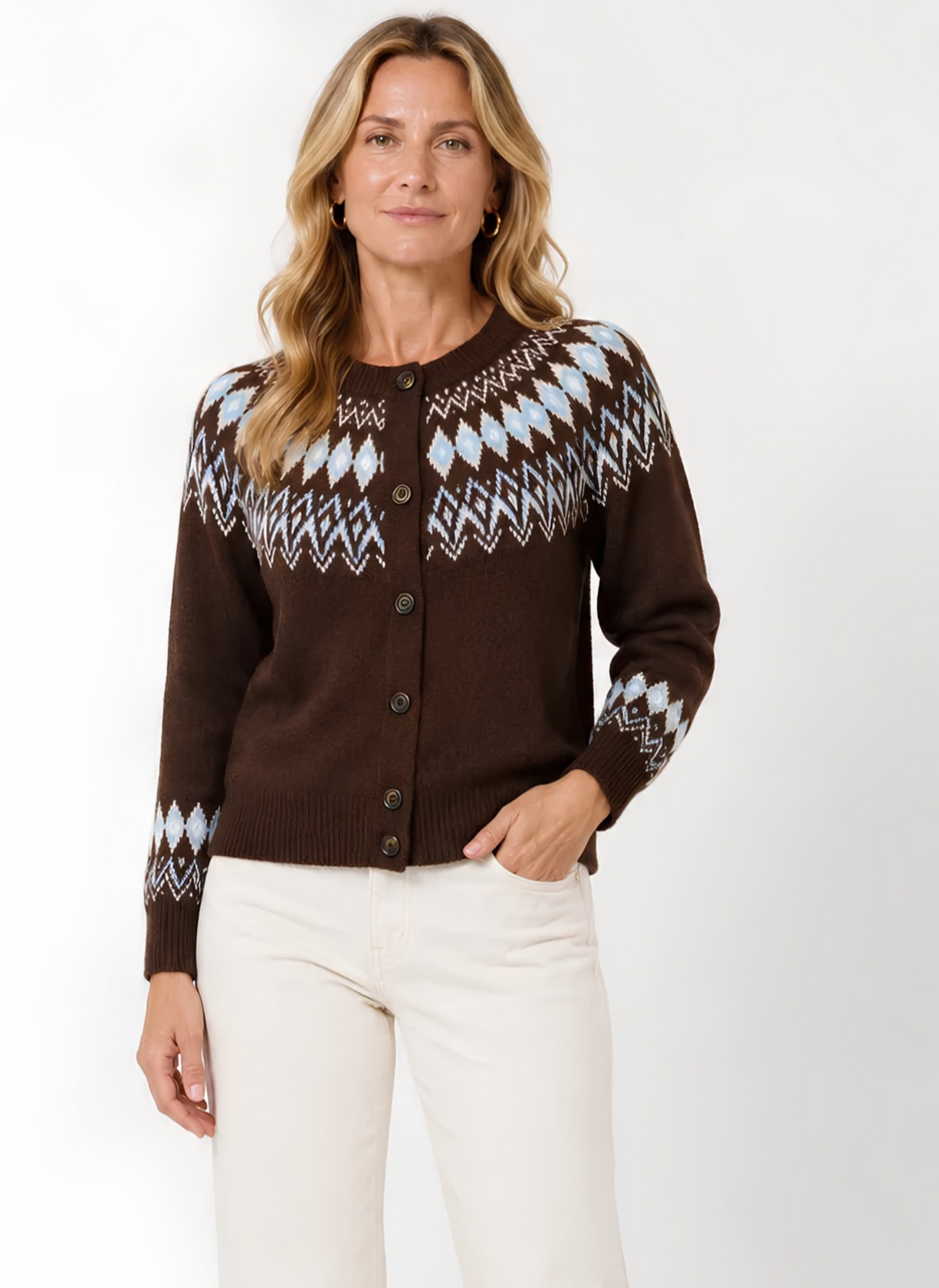 Willa Fair Isle Cardigan - Cocoa Combo